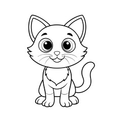 coloring page outline of cute cat illustration