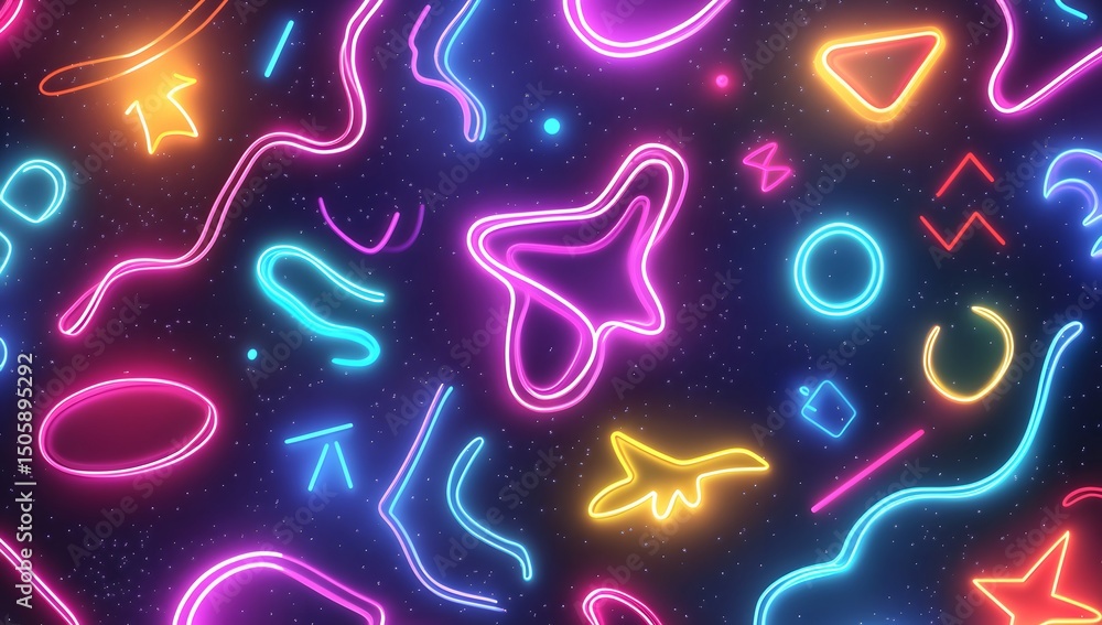 Aufkleber a background of neon lines and shapes, creating an energetic atmosphere with glowing effects. the de
