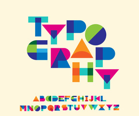 Colorful overlay Typography geometric alphabet letters