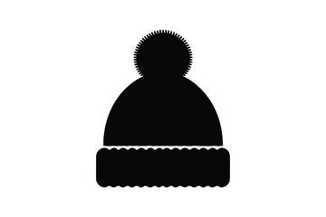 Fototapeta premium Winter Hat vector silhouette isolated in white background