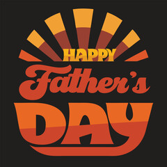 Retro Vintage Father's Day T-Shirt – 70s Font, Sunburst Design on Cream Beige Shirt.