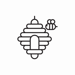 beehive and bee icon sign vector