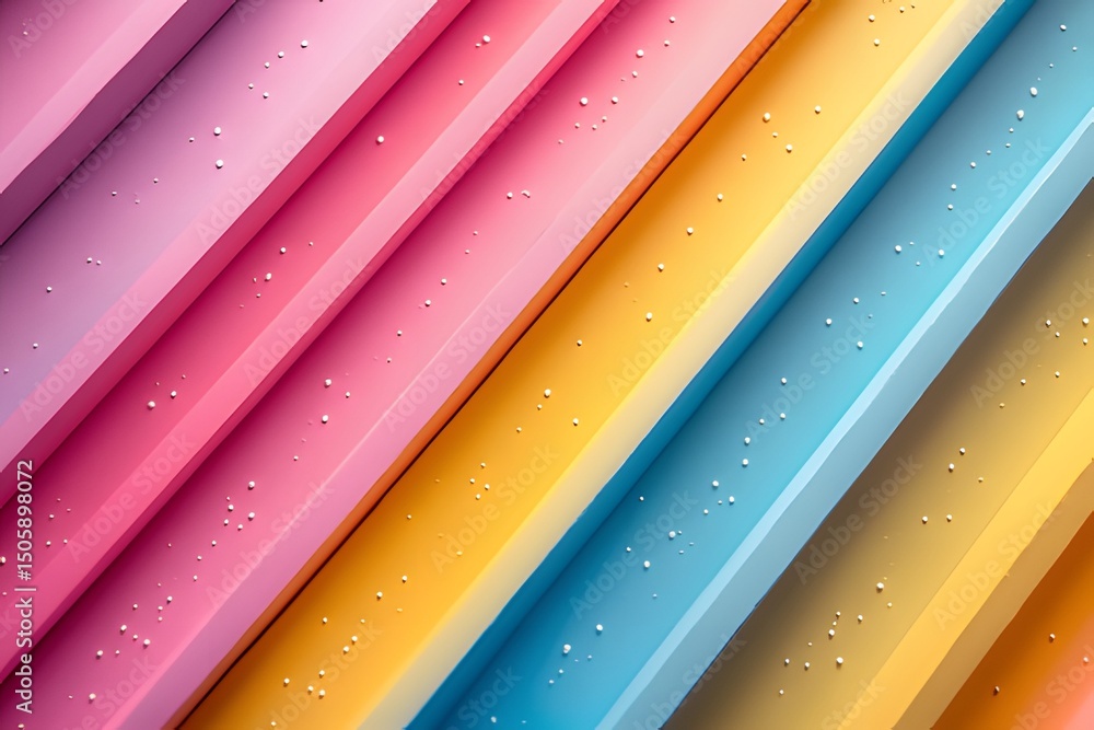 Poster abstract colorful background with diagonal stripes and small white dots