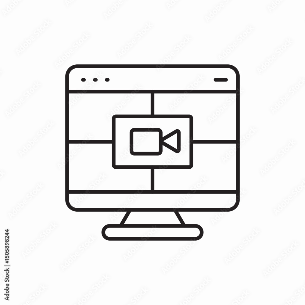 Poster monitor computer video player icon sign vector