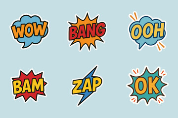 Vector Illustration of Comic Sound Effects in Bold and Colorful Design