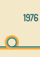 abstract background vector illustration. 1976 date with rainbow colored stripes.