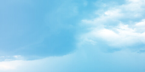 Obraz premium Sunny sky blue light watercolor background. Aquarelle painting brush effect card paper textured canvas cloudy smoke space for text, entertaining card, template. aquamarine color graphics illustration