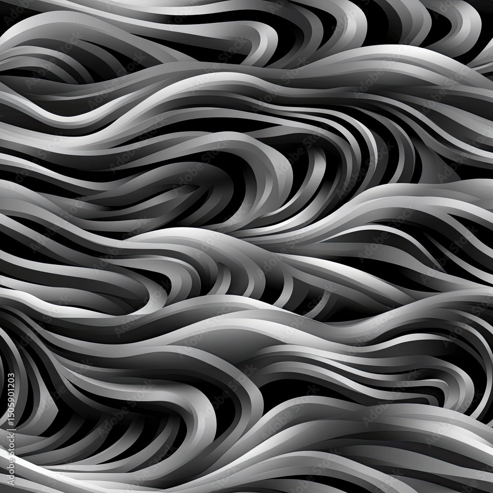 Poster this design features a seamless pattern of wavy black and white lines resembling zebra stripes, idea