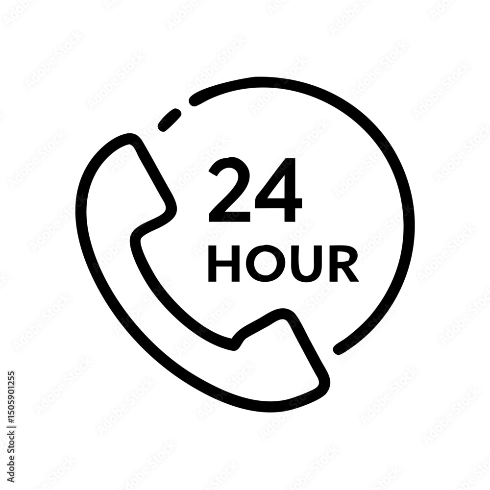 Poster 24 hour support icon on transparent background for web and graphic design