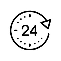 24 hour clock alert icon on transparent background for web and graphic design
