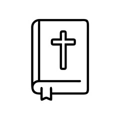 Fototapeta premium Bible book with cross icon on transparent background for web and graphic design