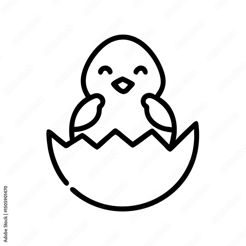 Poster chick in eggshell icon on transparent background for web and graphic design