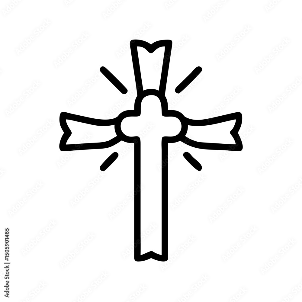 Poster christian cross icon on transparent background for web and graphic design