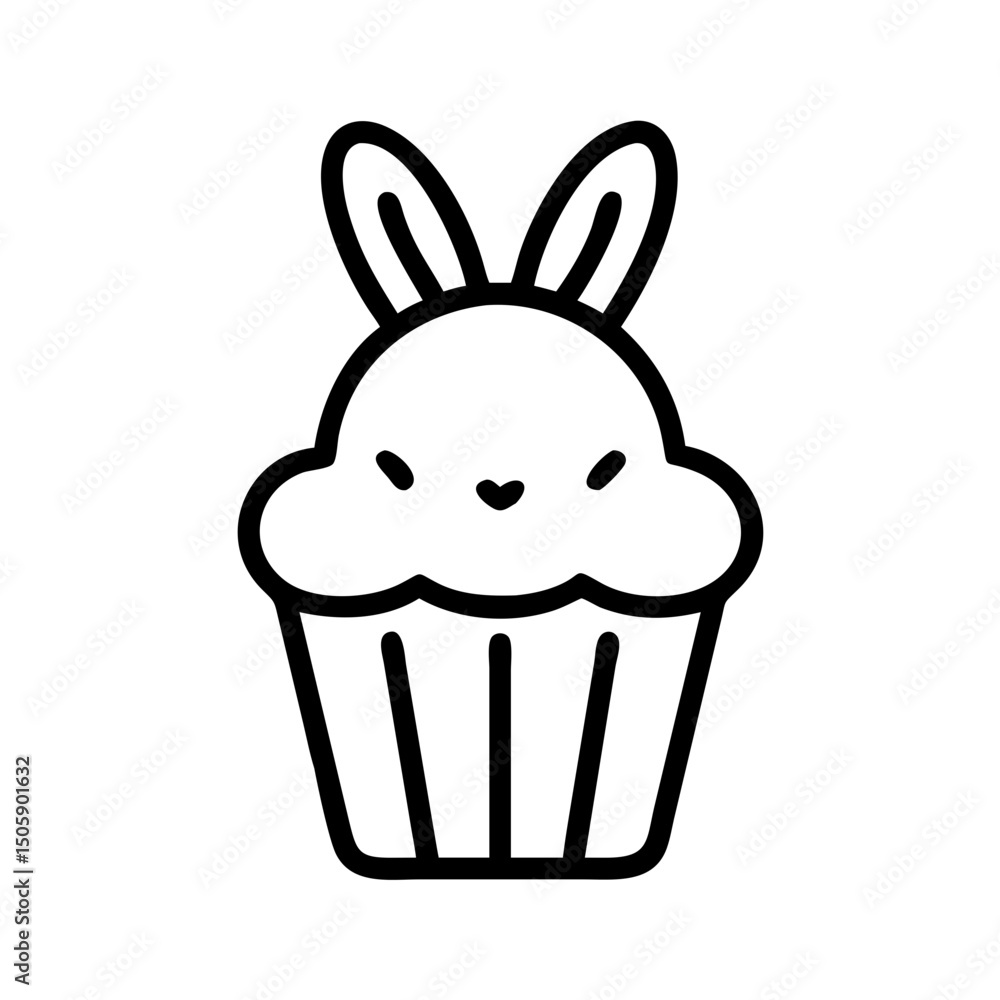 Poster cupcake with bunny ears icon on transparent background for web and graphic design