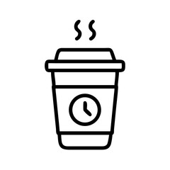 Coffee cup with clock icon on transparent background for web and graphic design
