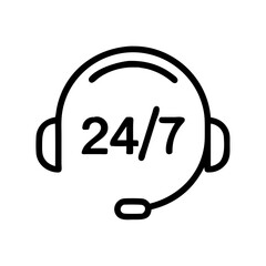 Customer support 24 7 icon on transparent background for web and graphic design