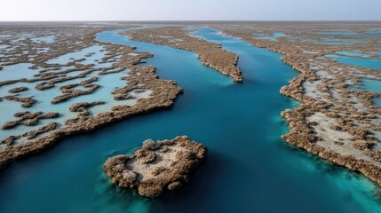 Stunning aerial view of the Great Barrier Reef in Australia showcasing vibrant coral formations and crystal-clear waters