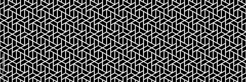 Poster horizontal seamless black and white geometric design for pattern and background.