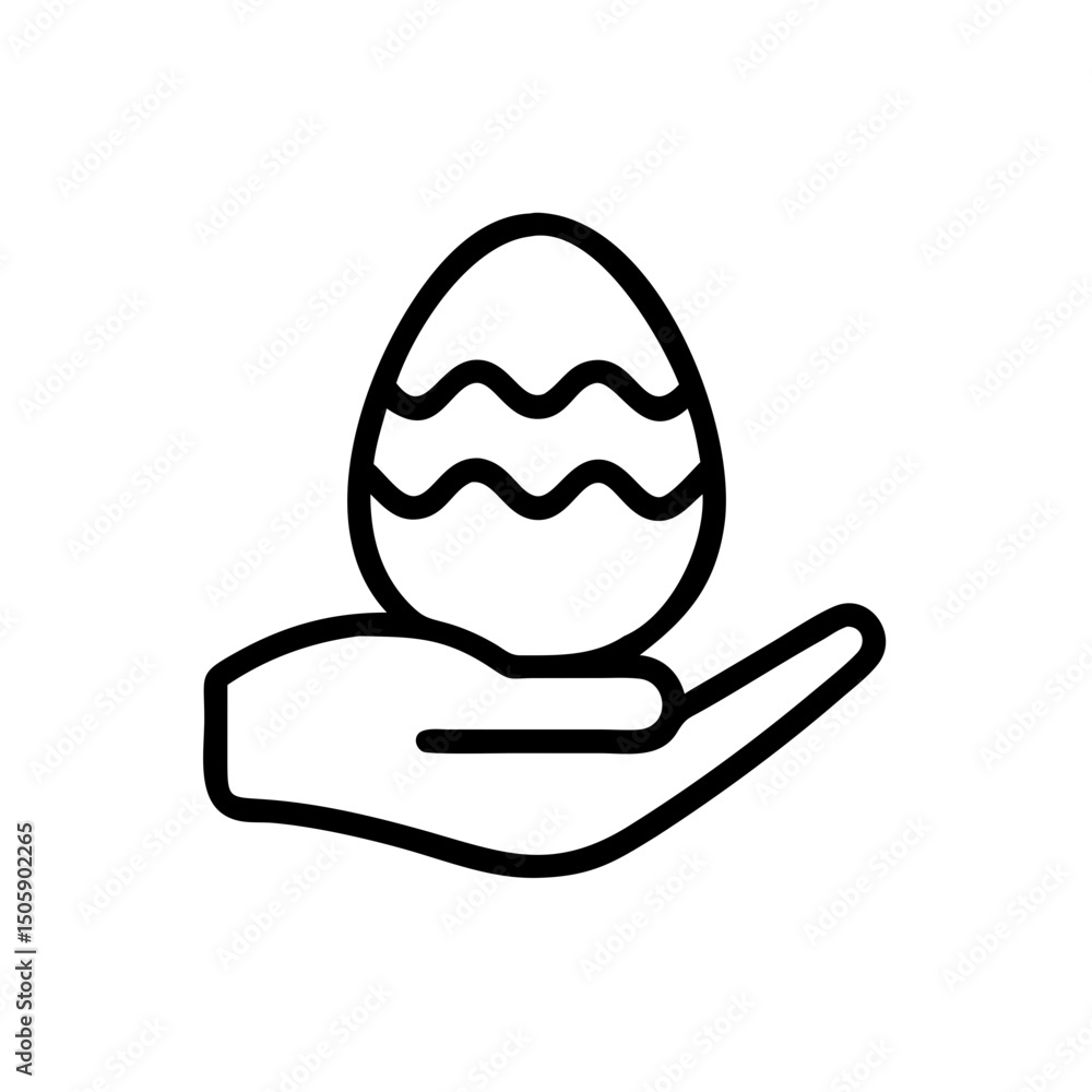 Poster easter egg in hand icon on transparent background for web and graphic design