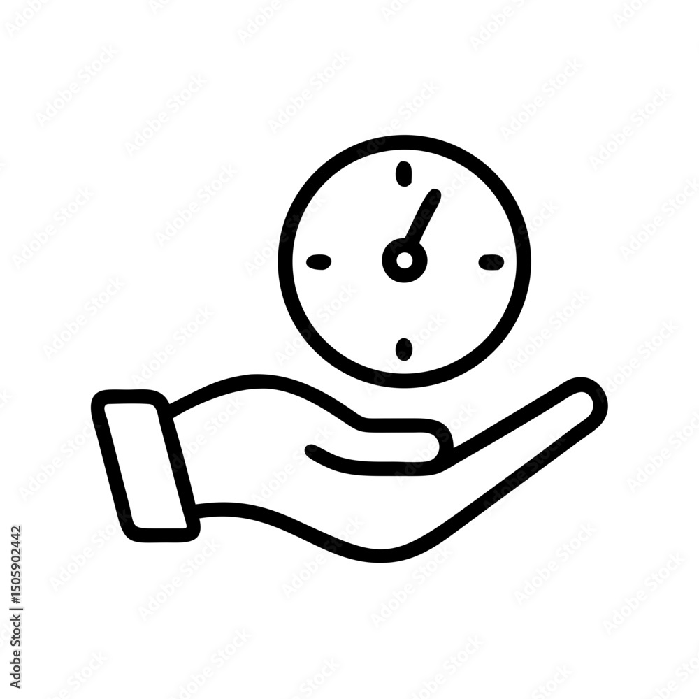 Poster hand holding clock icon on transparent background for web and graphic design