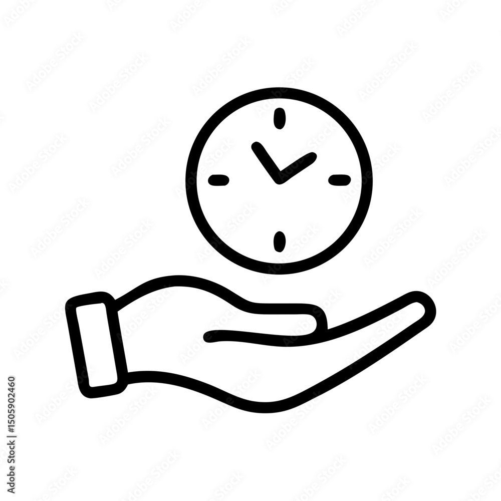 Poster hand with time support icon on transparent background for web and graphic design