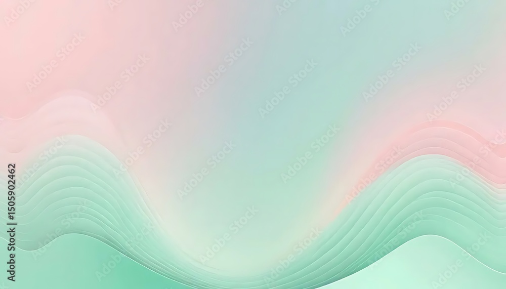 Poster abstract flowing pastel gradient with layered waves evokes calmness and serenity in design