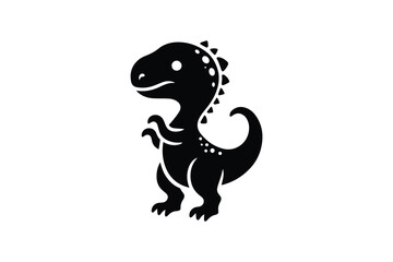 Fototapeta premium Cute baby dinosaurs silhouette isolated in white background