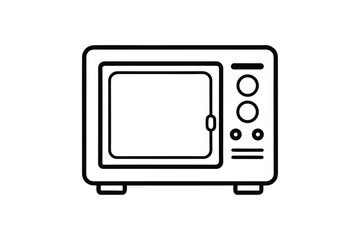 microwave oven outline black and white vector illustration