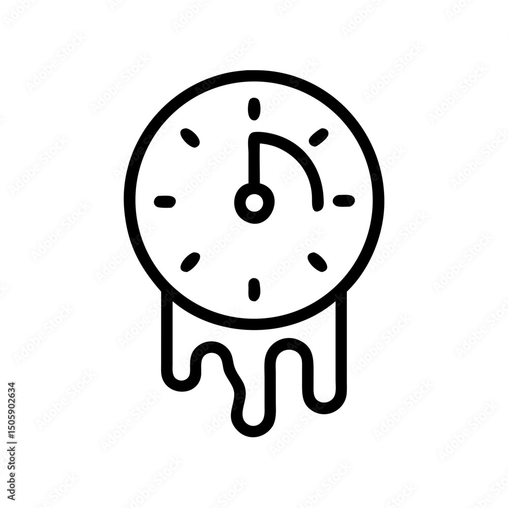 Poster melting wall clock icon on transparent background for web and graphic design