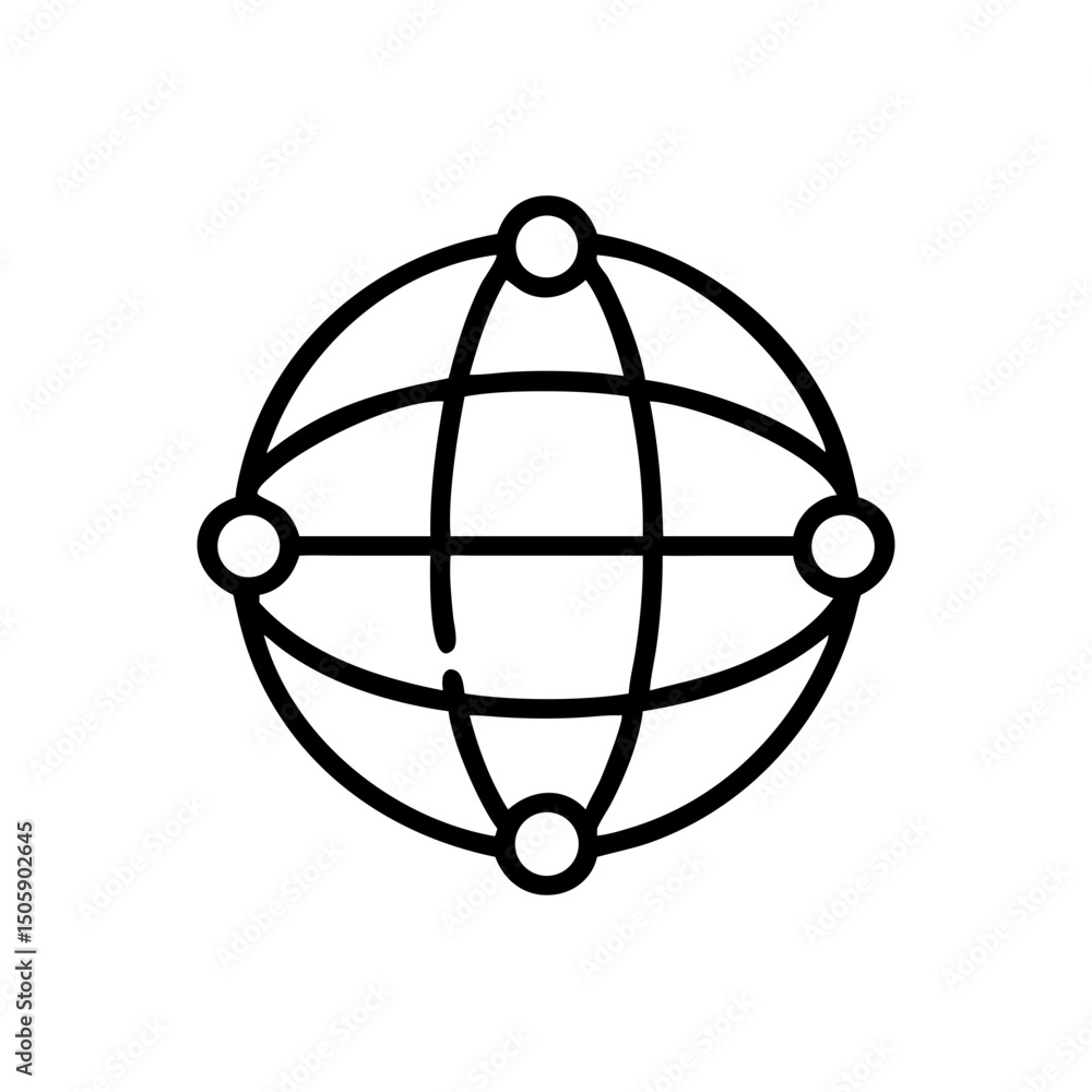Poster network globe symbol icon on transparent background for web and graphic design