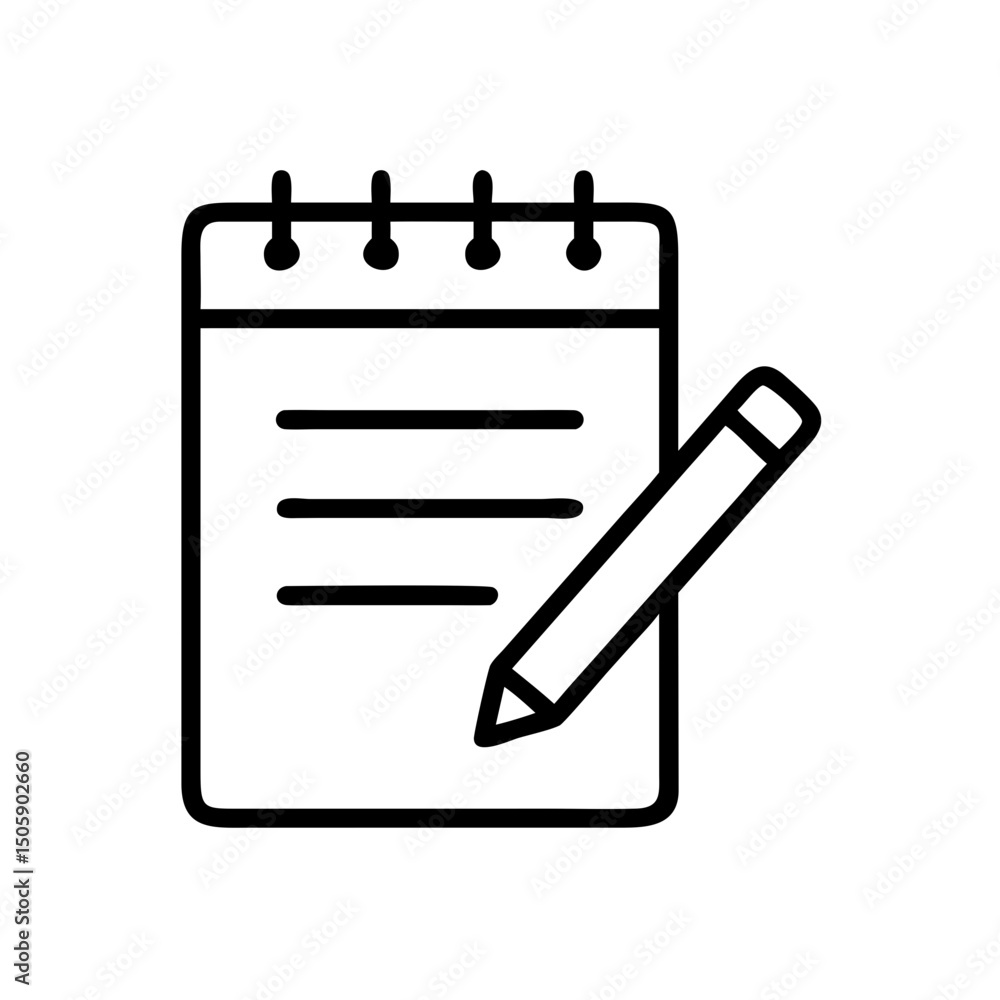 Poster notepad with pencil icon on transparent background for web and graphic design