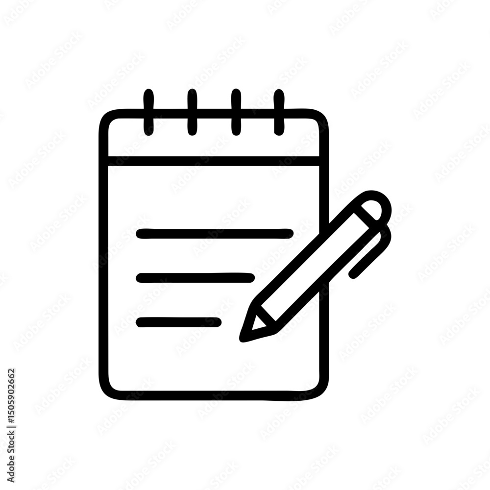 Poster notepad with pencil icon on transparent background for web and graphic design