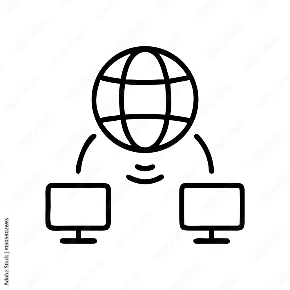Aufkleber remote globe workspace icon on transparent background for web and graphic design