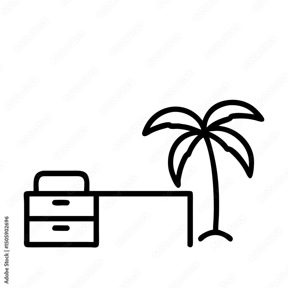 Aufkleber palm tree with desk icon on transparent background for web and graphic design