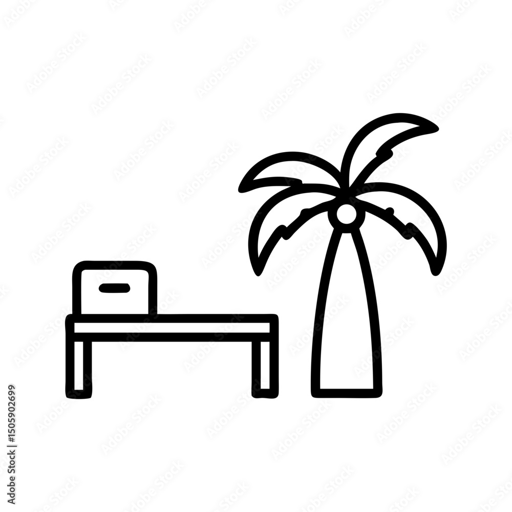 Aufkleber palm tree with desk icon on transparent background for web and graphic design