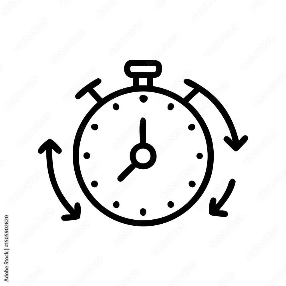 Poster stopwatch with arrows icon on transparent background for web and graphic design