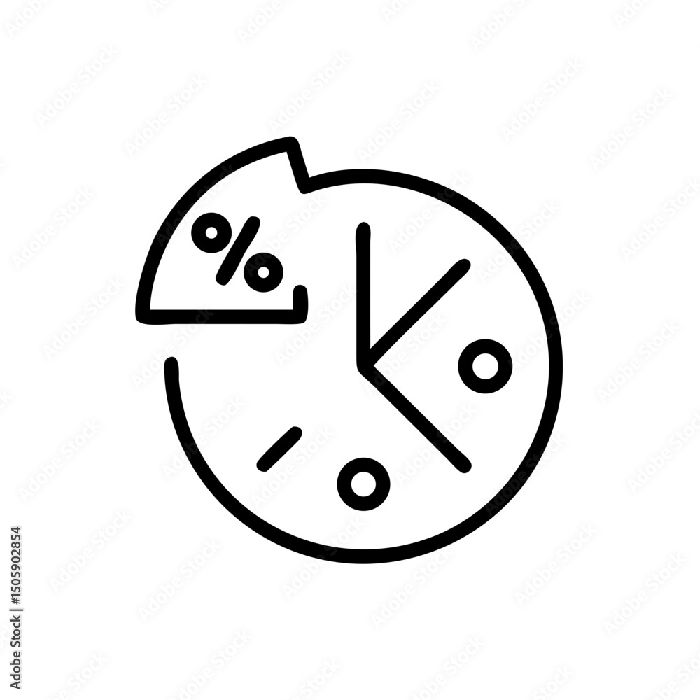 Aufkleber time based percentage icon on transparent background for web and graphic design