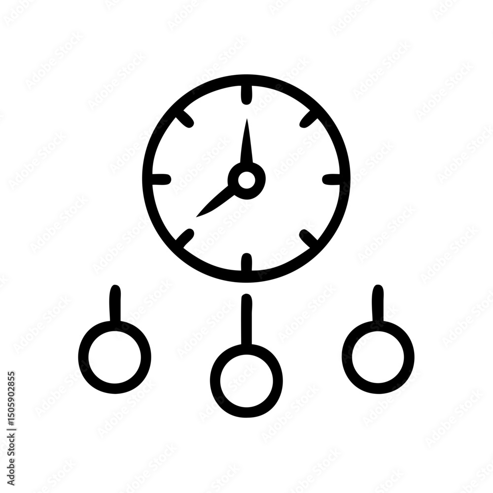 Poster time management clock icon on transparent background for web and graphic design