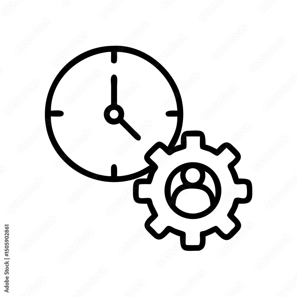 Poster time management clock icon on transparent background for web and graphic design