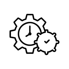 Timer with gear icon on transparent background for web and graphic design