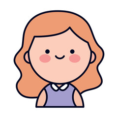 Obraz premium Adorable Kawaii Style Woman Avatar Icon