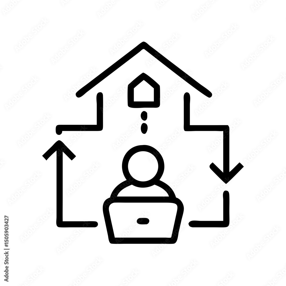 Aufkleber work from home symbol icon on transparent background for web and graphic design