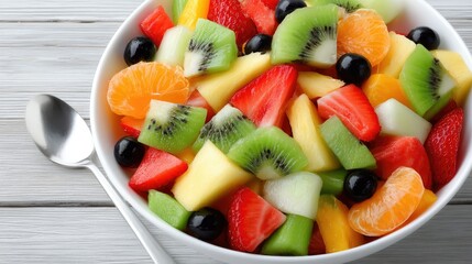 Colors and textures combine in a tantalizing fruit and granola bowl, creatively arranged for a delightful culinary experience