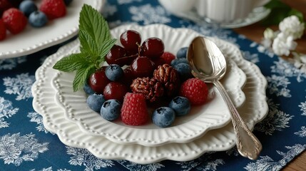 Colors and textures combine in a tantalizing fruit and granola bowl, creatively arranged for a delightful culinary experience