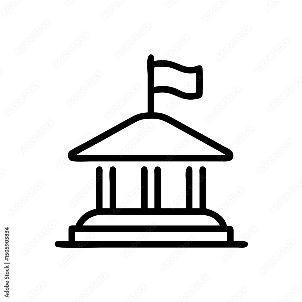 Poster courthouse on transparent background for web and graphic design