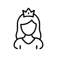 Crowned woman on transparent background for web and graphic design