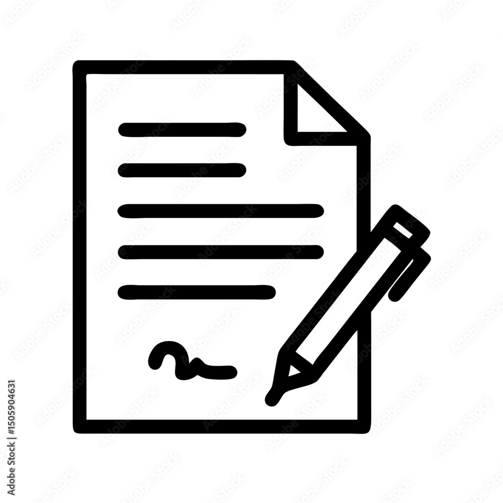 Poster signed contract icon on transparent background for web and graphic design