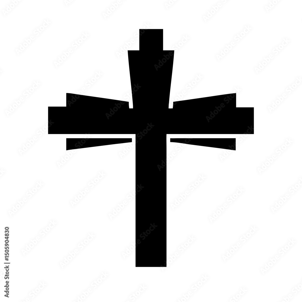 Poster silhouette christian cross icon on transparent background for web and graphic design