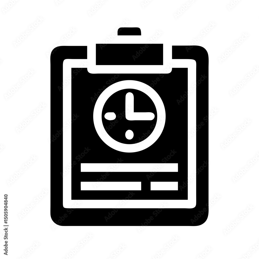 Aufkleber silhouette clipboard with clock icon on transparent background for web and graphic design