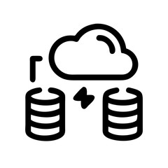 Silhouette cloud data exchange icon on transparent background for web and graphic design